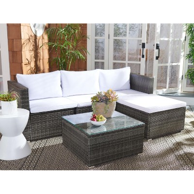 Madalina 4-Person Black Wicker Outdoor Conversation Set with Cushions