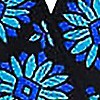 black with blue flowers