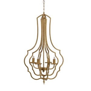 VYNXARIA 4 - Light Antique Gold Metal Ceiling Lights, Sculptural Hanging Chandelier with Adjustable Chain - 1 of 4