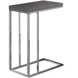 Monarch Specialties Accent Table, C-shaped, End, Side, Snack, Living Room, Bedroom, Grey Laminate, Chrome Metal, Contemporary, Modern - 1 of 4