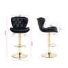 DSVIMOY Counter and Bar Stool Set of 2 Swivel Height Adjustable Velvet with Chrome Footrest for Kitchen Pub, Black, 24"*18.02"*18.86" - 3 of 4