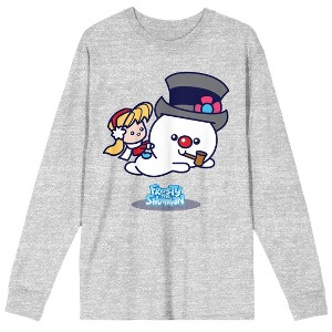 Frosty The Snowman and Karen Men's Athletic Heather Gray Long Sleeve Shirt - 1 of 2