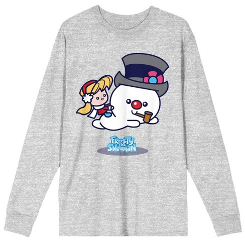 Frosty The Snowman and Karen Men's Athletic Heather Gray Long Sleeve Shirt - image 1 of 2