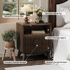 Fluted Night Stand,Wood Tall Nightstands with Outlets, Nightstand Bedside Table End Table with 2 Drawers,Open Shelf,Feet for Bedroom,Living Room - 3 of 4