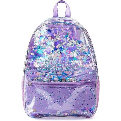 Packed Party Backpack, Women's Fashion Shoulder Knit Book Bag; Trendy Unicorn Confetti Look for School, Work, and Travel (Purple -Party Like a