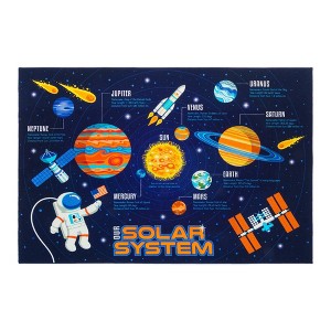 6'6"x9'6" Teach Me Education Solar System Kids' Rug Blue - Gertmenian: Educational Kids Area Rug, Bedroom Decor - 1 of 4