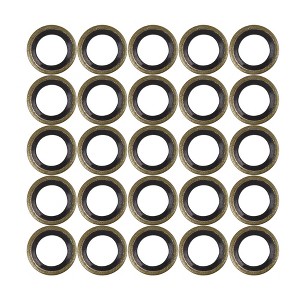 Unique Bargains Car Oil Drain Crush Flat Bonded Washer Gaskets Bronze Tone 25 Pcs - 1 of 4