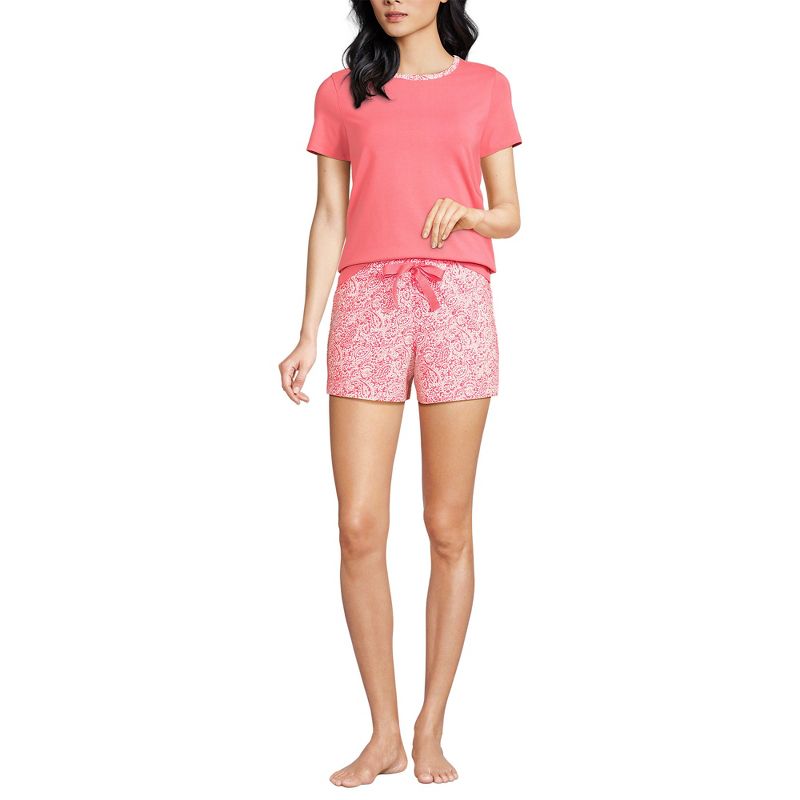 Lands' End Women's Knit Pajama Short Set Short Sleeve T-Shirt and Shorts, 3 of 4