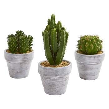 8" x 3.5" 3pc Artificial Cactus Plant Set - Nearly Natural