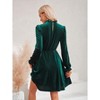 Coolmee Women Casual High Neck Elastic Waistline Long Sleeve Velvet Midi Dress Wedding Guest Short Wrap Tunic Formal Dress - 4 of 4