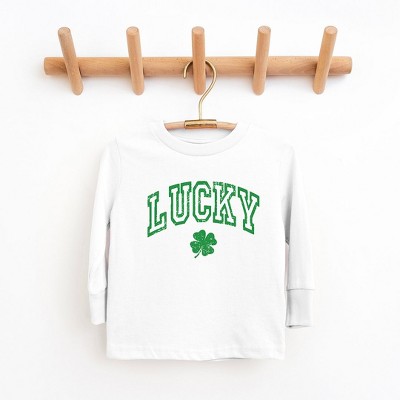 The Juniper Shop Lucky Clover Distressed Toddler Long Sleeve Tee