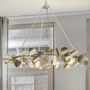 Urban Ambiance Luxury Eclectic Indoor Chandelier,  30''H x 38"W x 38''D,  Gilded Silver Finish, UHP4992 - 1 of 4