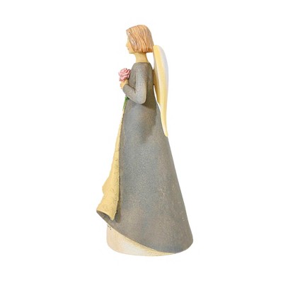 Grandmother Angel Figurine with Gray Dress and Yellow Wings