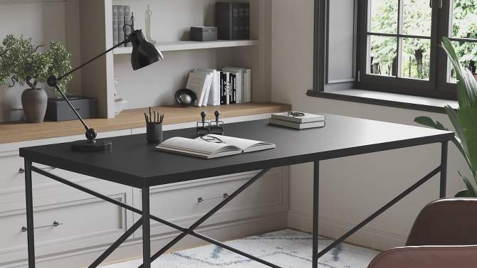 Home Office Parsons Desk with Oil Rubbed Bronze Metal Black - Martha Stewart, 2 of 12, play video