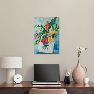 Tropical Flower Bag Gallery Wrapped Canvas Art Print, 16" x 24"