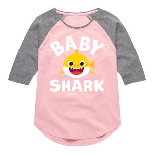 Girls' - Baby Shark - Baby Shark Shirt Tail Raglan Graphic T-shirt - 1 of 4