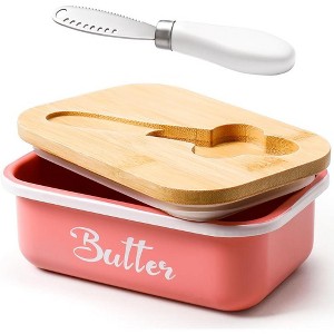 Metal Butter Dish with Lid and Stainless Steel Butter Knife, Double Silicone Seal for Freshness, Durable, Easy to Clean - 1 of 4