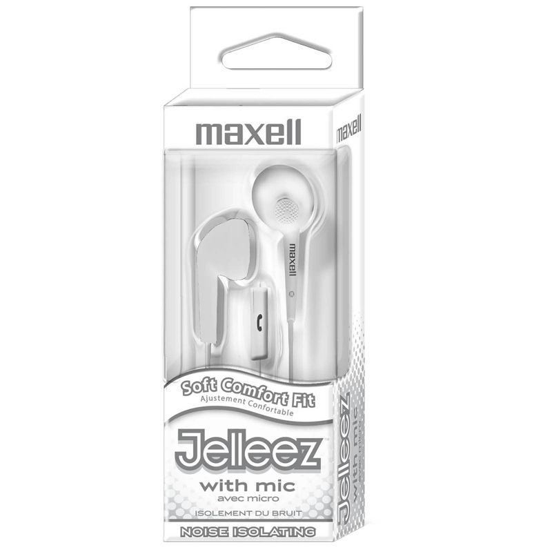 Maxell Jelleez™ Soft Earbuds with Mic, White, Pack of 2, 2 of 3