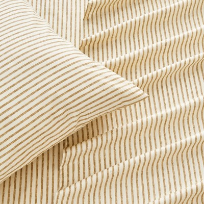 Queen Light Taupe Striped Microfiber Sheet Set