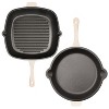 BergHOFF Neo 3Pc Cast Iron Cookware Set, Fry Pan 10", Square Grill Pan 11" & Slotted Steak Press - image 2 of 4