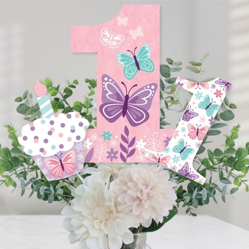 Big Dot Of Happiness 1st Birthday Beautiful Butterfly - Floral First  Birthday Party Centerpiece Sticks - Table Toppers - Set Of 15 : Target