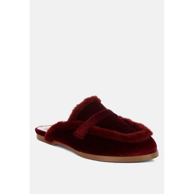 Женские сабо Rag & Co Mules Fur Detail Velvet Slip-On Mules — фото 2