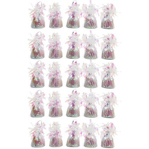 Blue Panda 15-Pack Holographic Tinsel Balloon Weights for Iridescent Birthday Party Supplies and Decorations, 6 oz, 4.5 in. - 1 of 4