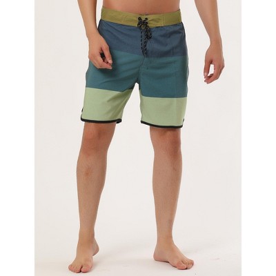INSPIRE CHIC Men's Drawstring Swimming Surfing Color Block Board Shorts Blue Green 34 — фото 2