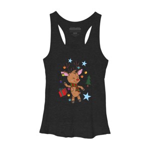 Women's Design By Humans Christmas Reindeer By Mitalim Racerback Tank Top - 1 of 3