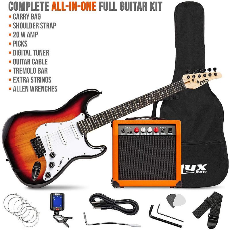 LyxPro 39" Stratocaster Electric Guitar Beginner Kit, 2 of 9
