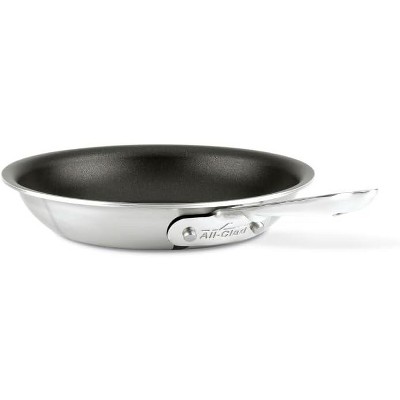 All-Clad D5 5-Ply Brushed Stainless Steel Fry Pan 8 Inch Induction Oven Broiler Safe 500F Pots and Pans, Cookware Silver Sliver