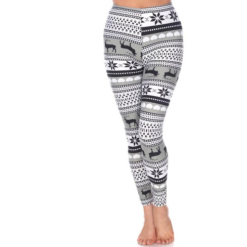 Women's One Size Fits Most Printed Leggings Black/white Paisley One Size  Fits Most - White Mark : Target