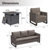 Buenhomino Patio Furniture with Fire Pit 4-Piece Wicker Outdoor Sectional Couch with Swivel Rocking Chairs, Propane Fire Pit Conversation Set - 4 of 4