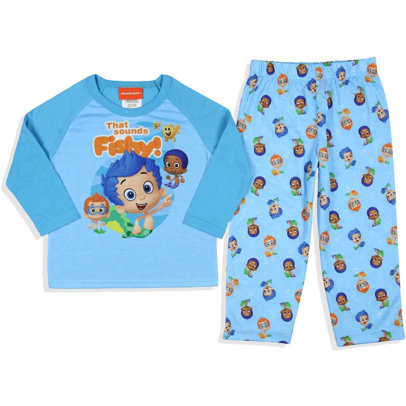 Nickelodeon Toddler Boys' Bubble Guppies That Sounds Fishy Sleep Pajama Set Turquoise, 1 of 4