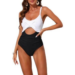 INSPIRE CHIC Women's Cut Out Adjustable Straps Crisscross Tie Back Swimwear Bathing Monokini Bikini Sets 1 Piece - 1 of 4