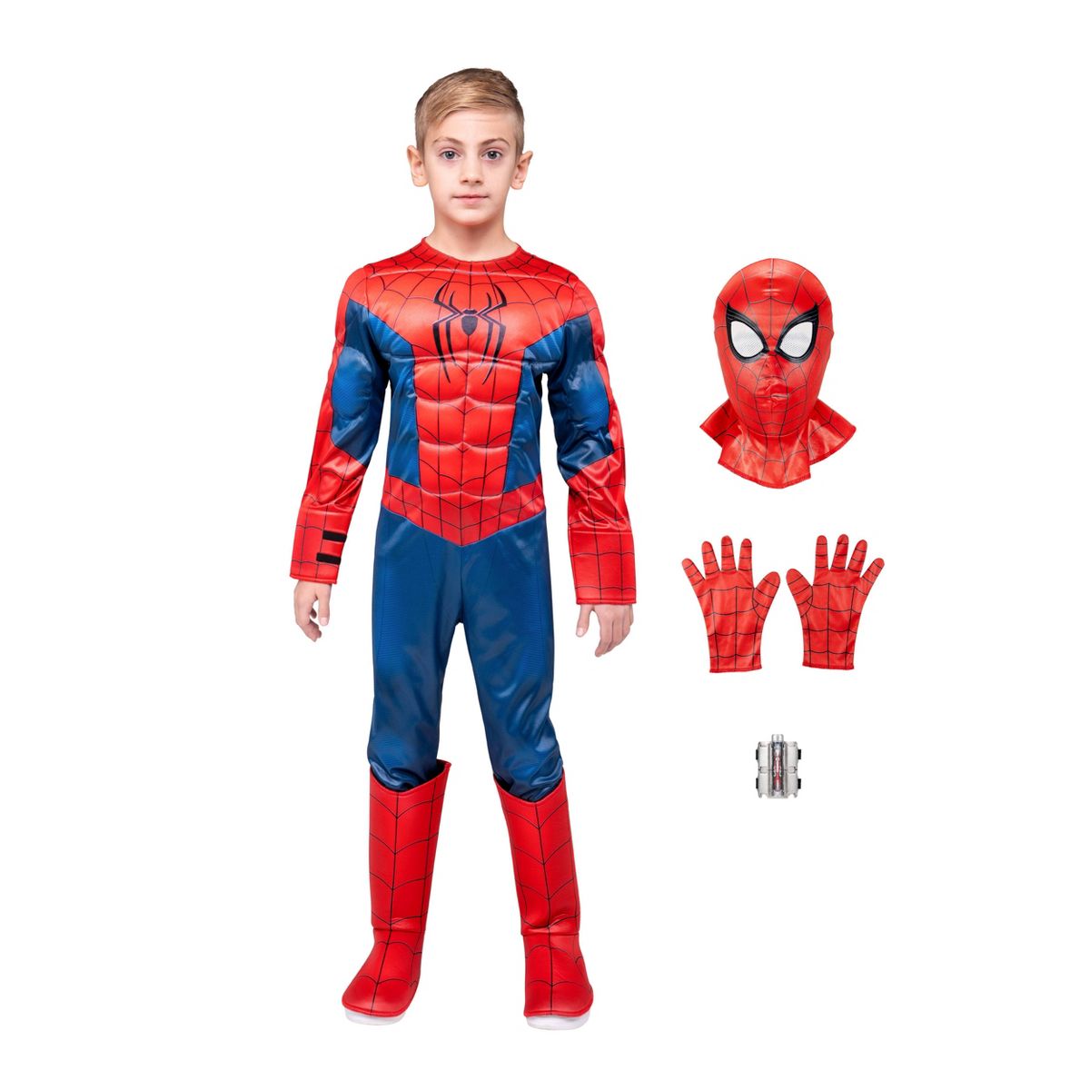 Marvel Kids' Spider-Man Light-Up Web Halloween Costume Jumpsuit - thumbnail 2