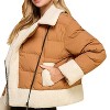 Women's faux-shearling Trim Padded Puffer Jacket - TCEC - 3 of 4