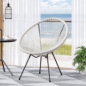 GDFStudio Anson Outdoor Woven Rattan Accent Chair with Steel Frame - 1 of 4