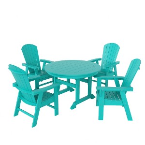 WestinTrends 5 Piece Outdoor Patio Dining Round Table and Shell Back Armchair Set - 1 of 4