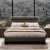 Homhougo Full Size Bed Frame with Adjustable Headboard, Fabric Upholstered and Wooden Slats Support, Heavy Duty Mattress Foundation, Grey - 3 of 4