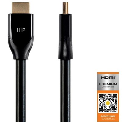 Monoprice Certified Premium High Speed HDMI Cable, 4K @ 60Hz, HDR, 18Gbps, 28AWG, YUV 4:4:4, 10ft, Black