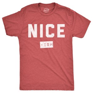 Mens Nice Ish T Shirt Funny Xmas Party Santas List Joke Tee For Guys - Crazy Dog Men's T Shirt - 1 of 4