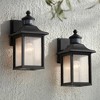 John Timberland Moray Bay Mission Outdoor Wall Light Fixtures Set of 2 Black Dusk to Dawn Motion Sensor 11 1/2" Seedy Glass for Exterior - 2 of 4
