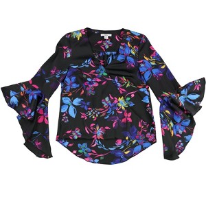bar III Womens Ruffle Floral Pullover Blouse - 1 of 2