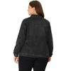 Agnes Orinda Women's Plus Size Classic Denim Washed Front Long Sleeve Casual Jean Jackets - 4 of 4