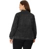 Agnes Orinda Women's Plus Size Classic Denim Washed Front Long Sleeve Casual Jean Jackets - image 4 of 4