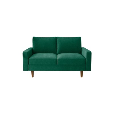 Velvet Loveseat Mid-Century Modern Sofa Tufted Couch with Wooden Legs for Living Room