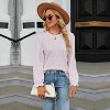 Women's Floral Print Long Sleeve Round Neck T-Shirt - Versatile Casual Blouse - 3 of 4