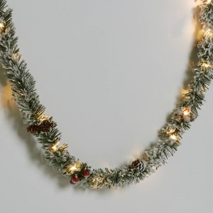 30ct LED Dewdrop with Flocked Greenery Christmas Indoor Novelty String Lights Warm White with Silver Wire - Wondershop™ - 1 of 3