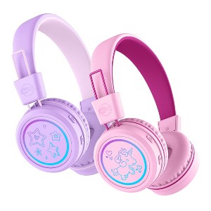 MEE audio KidJamz KJ55BT (2 Pack) Safe Listening Bluetooth Wireless Kid's Headphones with LED Lights - 1 of 4